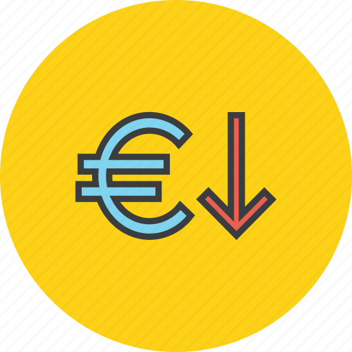 Decrease, euro, finance, shares, value, currency, foreign exchange icon - Download on Iconfinder