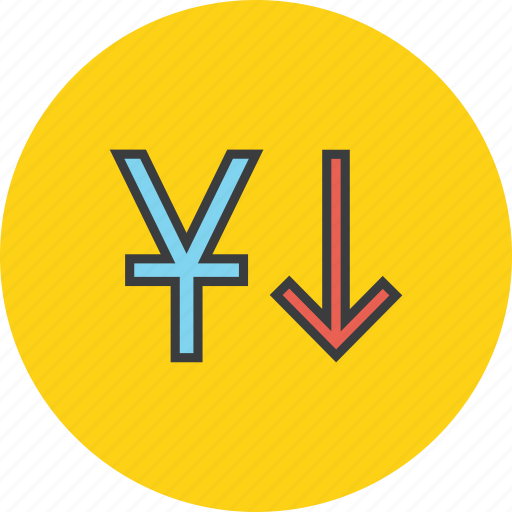 Currency, decrease, finance, foreign exchange, stocks, value, yuan icon - Download on Iconfinder
