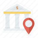 bank, location, map, money, navigation, pin