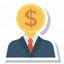 avatar, coin, money, person, profile