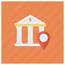 bank, location, map, money, navigation, pin