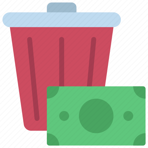 Money, wasted, insolvency, crisis, bin, trash icon - Download on Iconfinder