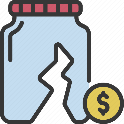 Broken, savings, jar, insolvency, crisis, save, money icon - Download on Iconfinder