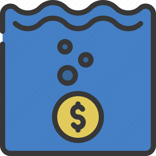 Financially, underwater, insolvency, crisis, water, money, debt icon - Download on Iconfinder