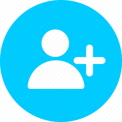 Add, blue, circle, collaborator, person, profile, user icon - Download on Iconfinder
