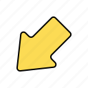 arrow, basic, direction, lower, navigation, ui