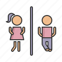 lavatory, toilet, sign, washroom, male, female, man, woman