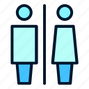 toilet signs, restroom, bathroom, woman, man, toilet, bathing, people, male and female