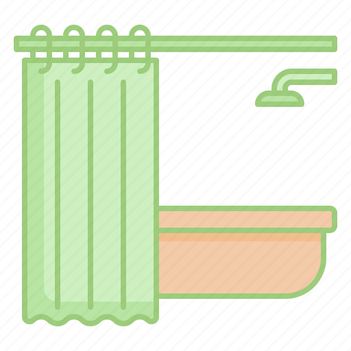 Bathroom, curtain, divider, bathtub, shower, home, decoration icon - Download on Iconfinder