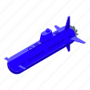 blue, aqua, submarine, isometric