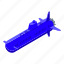 blue, aqua, submarine, isometric 