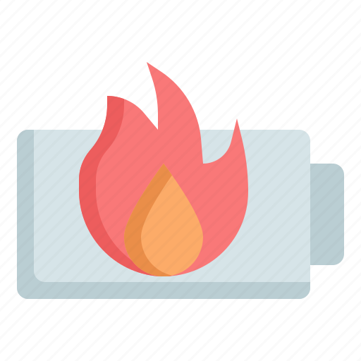 Battery, status, level, fire, warning, technology icon - Download on Iconfinder