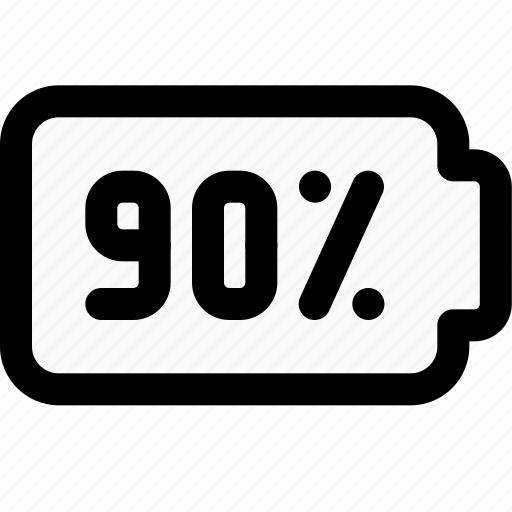 Ninety, percent, battery, power icon - Download on Iconfinder