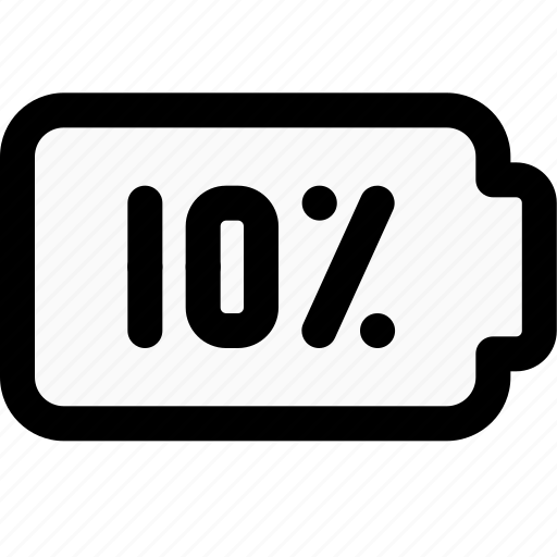 Ten, percent, battery, power icon - Download on Iconfinder