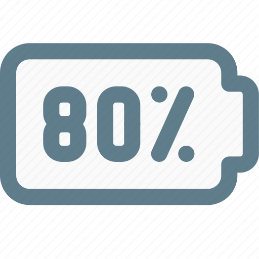 Eighty, percent, battery, power icon - Download on Iconfinder