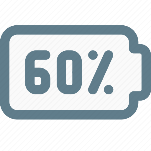 Sixty, percent, battery, power icon - Download on Iconfinder