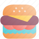 hamburger, burger, cheese, salad, bun, fast, food