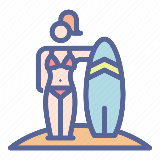 Beach, bikini, holiday, surfing icon - Download on Iconfinder