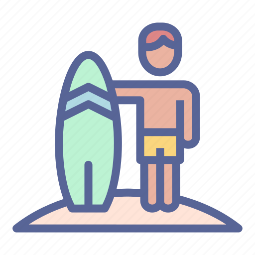 Beach, man, surfing, vacation icon - Download on Iconfinder