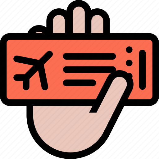 Airplane, beach, camping, hand, ticket, tour, travel icon - Download on Iconfinder