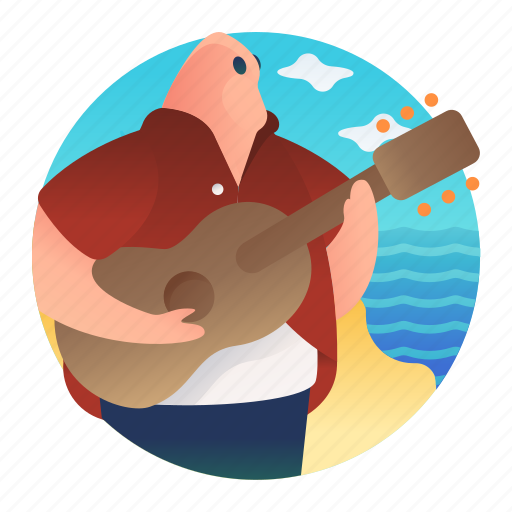 Beach, guitar, island music, music, sing, singing icon - Download on Iconfinder
