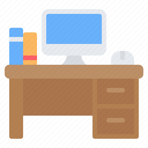 Desk, table, office, work, drawer, computer, furniture icon - Download on Iconfinder
