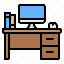 desk, table, office, work, drawer, computer, furniture