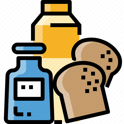 Bread, breakfast, drink, milk, school icon - Download on Iconfinder