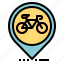 bicycle, location, map, pin, pointer 