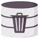 database, delete, storage, trash