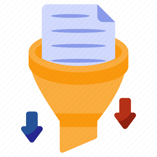 Data funnel, data filtration, data extraction, data pouring, document filtration icon - Download on Iconfinder