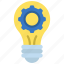 innovation, lightbulb, cog, innovate 