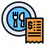 bill, dish, invoice, payment, receipt, restaurant 