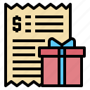 bill, box, gift, invoice, payment, receipt