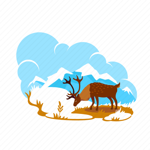 Alaska, mountain, moose, peak, reindeer illustration - Download on Iconfinder