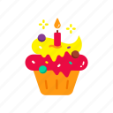 candle, muffin, cake, light, cupcake, dessert, celebration, food