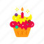candle, muffin, cake, light, cupcake, dessert, celebration, food 