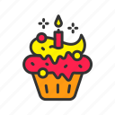 candle, muffin, cake, light, cupcake, dessert, celebration, food