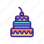 birthday, cake, celebration, contour, decoration, linear 