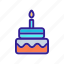 birthday, cake, celebration, contour, decoration, linear 