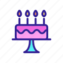 birthday, cake, celebration, contour, decoration, linear