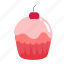 birthday, chery, cupcake, dessert, sweet 
