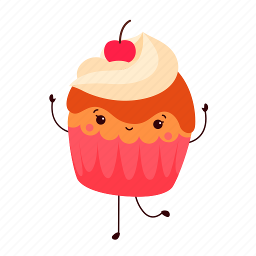 Birthday, cartoon, cupcake, dancing, dessert, party, sweet icon - Download on Iconfinder