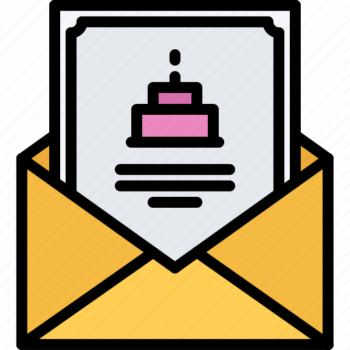 Letter, envelope, invitation, cake, birthday, party icon - Download on Iconfinder