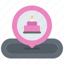 cake, pin, location, birthday, party