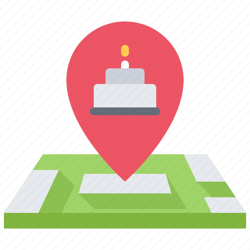 Cake, pin, location, map, birthday, party icon - Download on Iconfinder