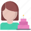 woman, cake, candle, birthday, party 