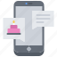 cake, app, smartphone, message, messenger, birthday, party 