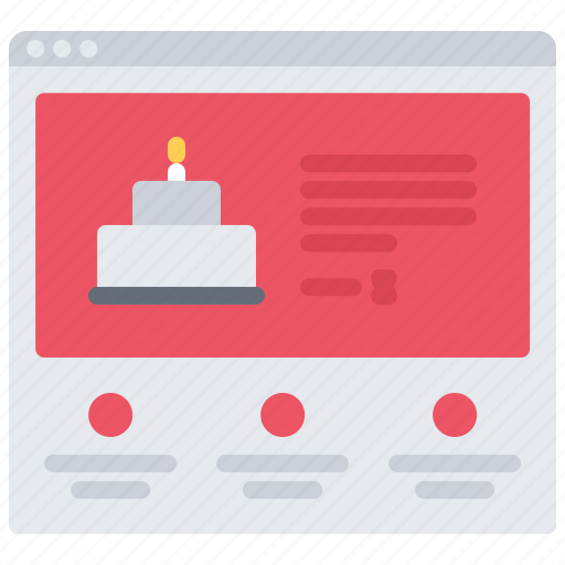 Website, cake, browser, birthday, party icon - Download on Iconfinder