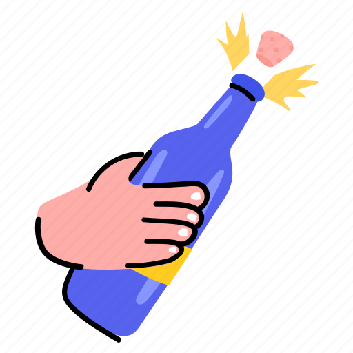 Sparkling wine, champagne, alcohol, party drink, champagne celebration sticker - Download on Iconfinder
